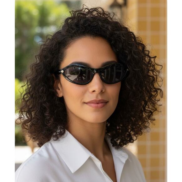 Prada SPR 05N Black Oval Sunglasses 1AB-3M1 Made in Italy w/ Case Authentic - Picture 3 of 14